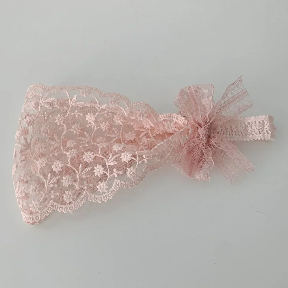 NWT Vintage Baby & Toddler Girls Headband Floral Lace Embroidery Boho Head Scarf